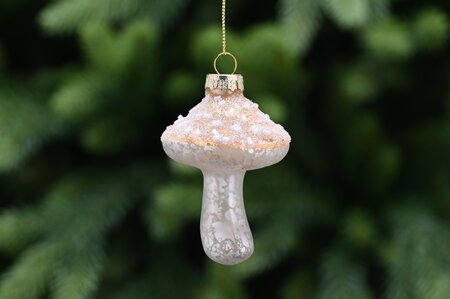 Hanging Champagne Gold Glass Mushroom 8cm