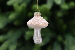 Hanging Champagne Gold Glass Mushroom 8cm