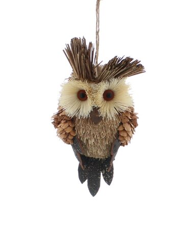 Hanging Decorative Bristle Owl 15cm