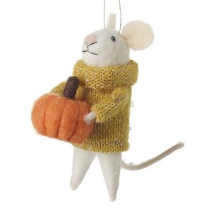 Hanging Felt Mouse with Pumpkin