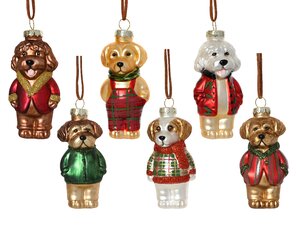 Hanging Glass Dog Ornament 8cm