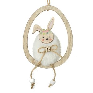 Hanging Wooden Easter Bunny with Dangling Legs Decoration