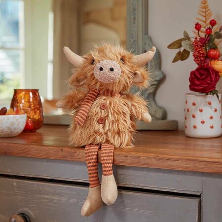 Highland Cow with Dangly Legs Seated Plush Decoration