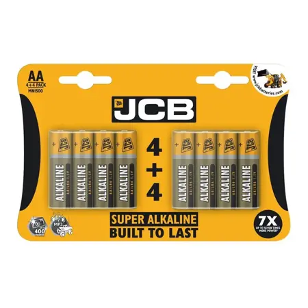 JCB AA Batteries 4 + 4 Pack