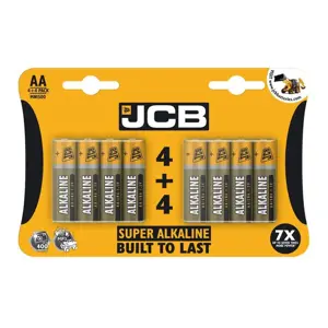 JCB AA Batteries 4 + 4 Pack
