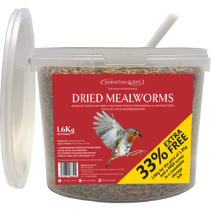 Johnston & Jeff Dried Mealworm 1.2kg with 25% Extra - 1.6kg