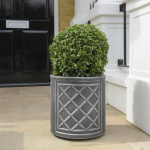 Lead Effect Round Planter 32Cm Pewter - image 1