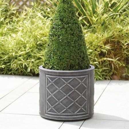 Lead Effect Round Planter 44Cm Pewter - image 1