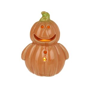 Light Up Ceramic Pumpkin Person
