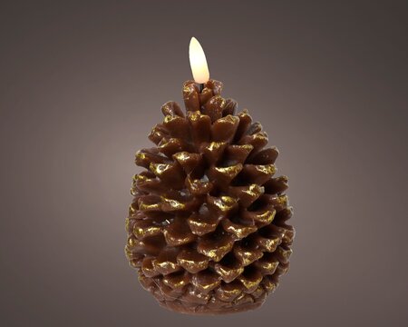 Lumineo LED Wax Candle Pinecone Warm White 13cm - image 1