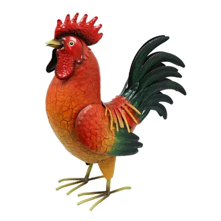 Metal Garden Sculpture - Large Red Cockerel