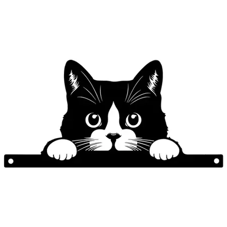 Metal Peeking Cat Silhouette