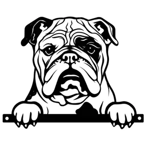 Metal Peeking Dog Silhouette - Bulldog