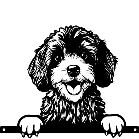 Metal Peeking Dog Silhouette - Cockapoo