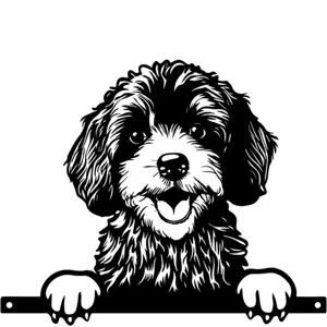 Metal Peeking Dog Silhouette - Cockapoo