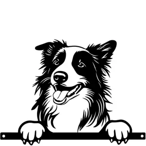 Metal Peeking Dog Silhouette - Collie