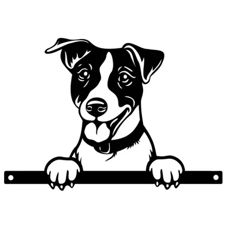 Metal Peeking Dog Silhouette - Jack Russell