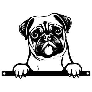 Metal Peeking Dog Silhouette - Pug