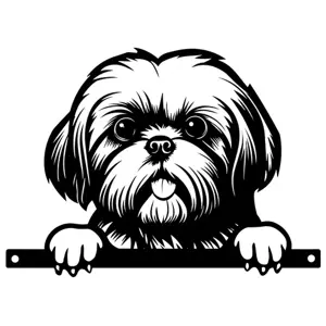 Metal Peeking Dog Silhouette - Shih Tzu