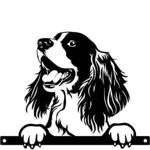 Metal Peeking Dog Silhouette - Spaniel