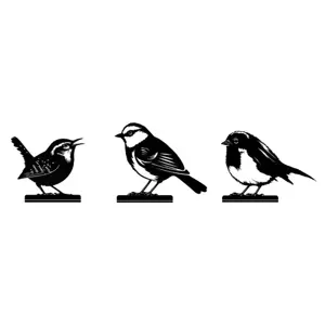 Metal Peeking Wildlife Silhouette - 3 Birds