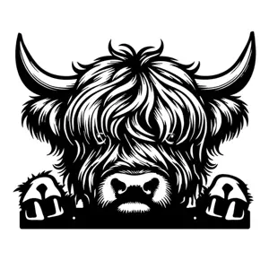Metal Peeking Wildlife Silhouette - Highland Cow