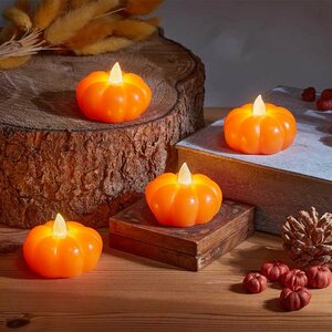 MiniKin LED mini Pumpkin Candles Set 4 Pack