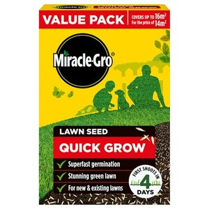 Miracle-Gro Quick Grow Lawn Seed 16sqm for price of 14sqm