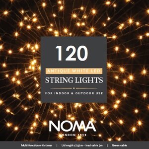 120 Antique White Multifunction String Lights With Green Cable - image 1