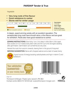 Parsnip - Tender & True  - Thompson and Morgan Seed Pack - image 2