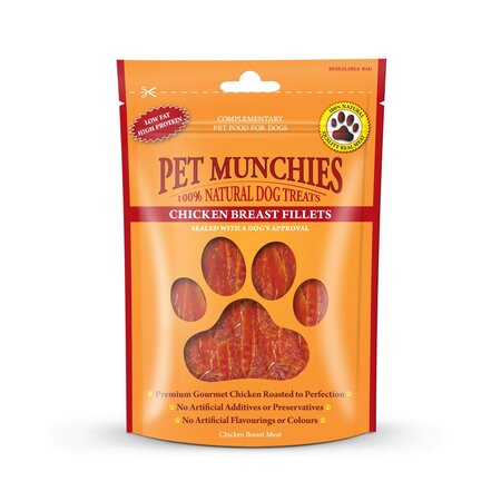 Pet Munchies Chicken Breast Fillets Pet Treats 100g