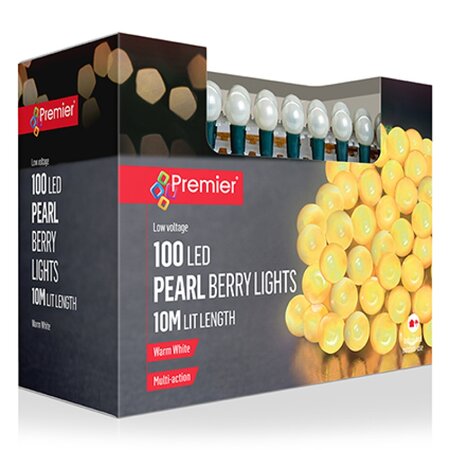 Premier 100 Pearl Berry LED Lights - Warm White