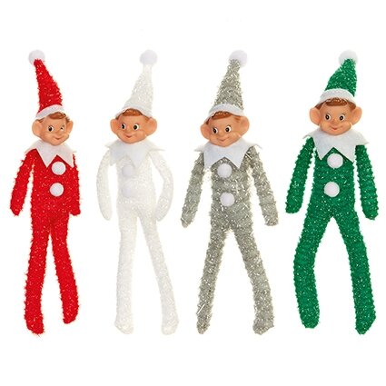 Premier 18cm Tinsel Elf  Christmas Decoration - image 1