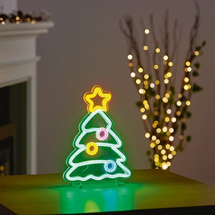 Premier 25cm Christmas Tree Neon Table Top - image 2