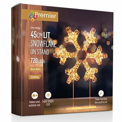 Premier 45cm Gold Table Top Snowflake 720 LED - Warm White - image 1
