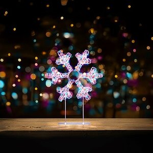 Premier 45cm White Table Top Snowflake 720 LED - Rainbow - image 2
