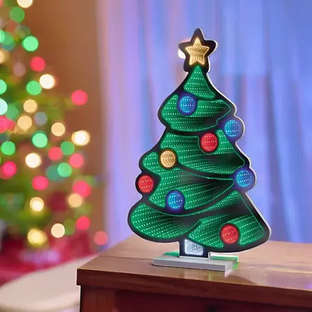 Premier 60cm Standing Christmas Tree Infinity Mirror - image 1