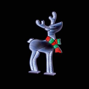 Premier 60cm Standing Reindeer with Scarf Infinity Mirror