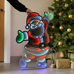 Premier 60cm Standing Santa Making An Entrance Infinity Mirror