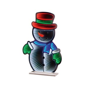 Premier 60cm Standing Snowman Infinity Mirror - image 1