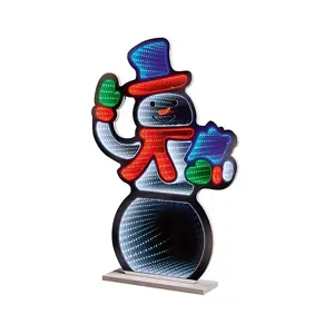 Premier 60cm Standing Snowman with Parcel Infinity Mirror