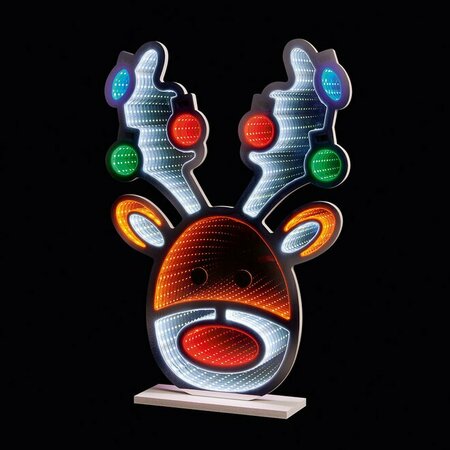 Premier 60cm Standing Stag Head with Baubles Infinity Mirror