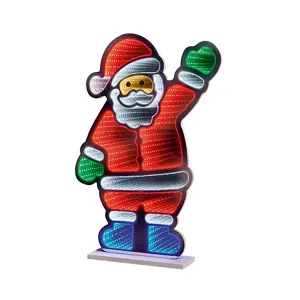 Premier 60cm Standing Waving Santa Infinity Mirror