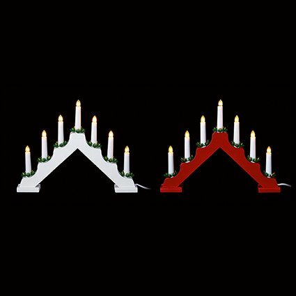 Premier 7 Bulb Wooden Candlebridge in Red or White