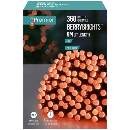 Premier BerryBrights Multi-Action Battery Lights - 360 Red