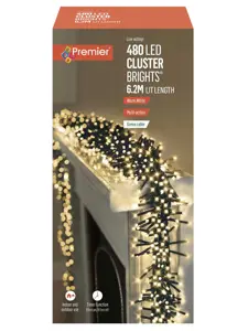 Premier Cluster Brights Multi-Action Lights with Timer - 480 Warm White