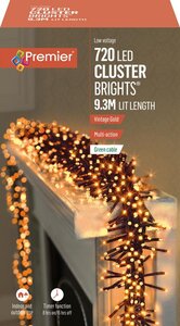 Premier Cluster Brights Multi-Action Lights with Timer - 720 Vintage Gold - image 1