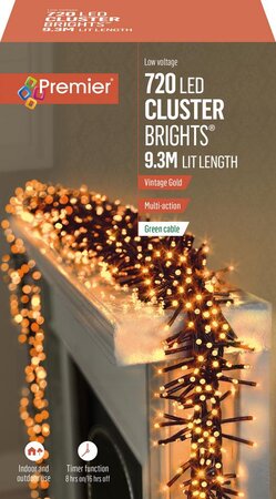 Premier Cluster Brights Multi-Action Lights with Timer - 720 Vintage Gold - image 2