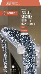 Premier Cluster Brights Multi-Action Lights with Timer - 720 White