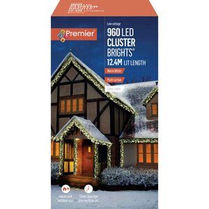 Premier Cluster Brights Multi-Action Lights with Timer - 960 Warm White